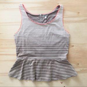 Express Beige Striped Peplum Top